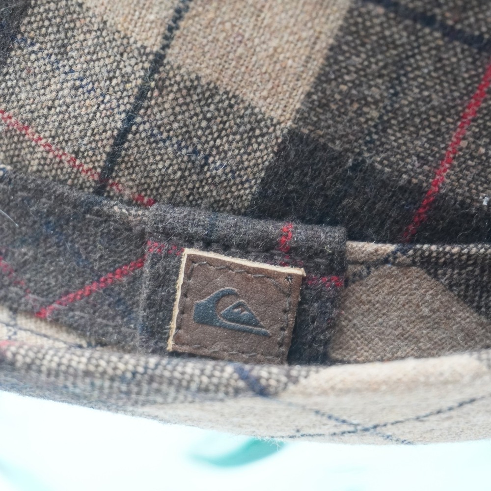 Quiksilver Plaid Wool Fedora Hat Size S/M Brown Tan Short Brim Trilby - Picture 6 of 8
